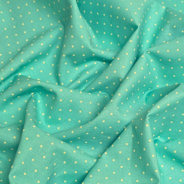 Tela Estampada de 100% Algodón 44" Polka Dots Pequeños, Peacock - 1 yarda