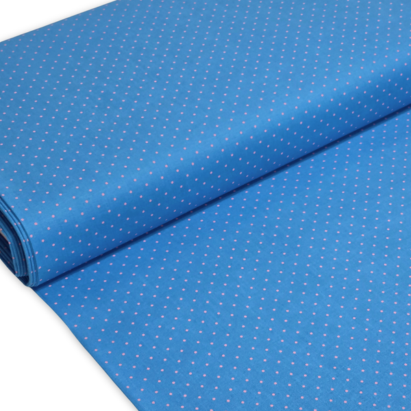 Tela Estampada de 100% Algodón 44" Polka Dots Pequeños, Sky - 1 yarda
