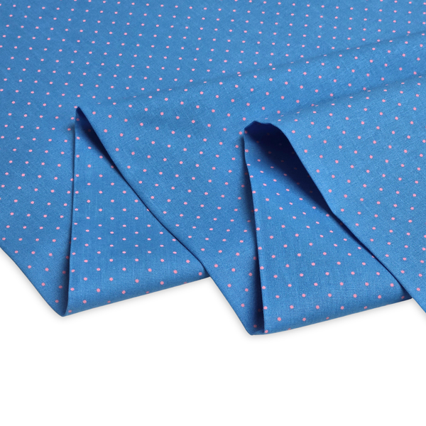 Tela Estampada de 100% Algodón 44" Polka Dots Pequeños, Sky - 1 yarda