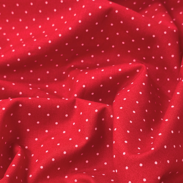 Tela Estampada de 100% Algodón 44" Polka Dots Pequeños, Watermelon - 1 yarda