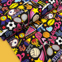 100% Cotton Print Fabric, 44/45" Wide, Sports & Games , Black