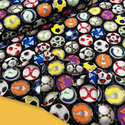 100% Cotton Print Fabric, 44/45" Wide, Sports Balls, Black