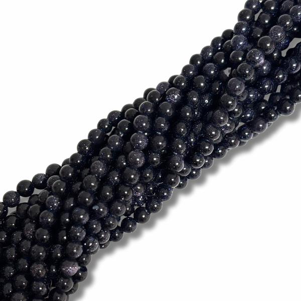 Cuentas Sintéticas Goldstone Azul - Redondas y Lisas 4mm