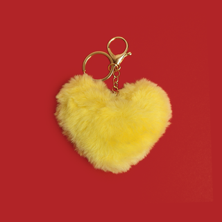Yellow Heart Pom-Pom Keychain; 1 Piece