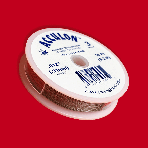 Acculon, Nylon Coated Beading Wire, .012"/30ft- Silver