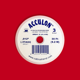 Acculon, Nylon Coated Beading Wire, .012"/30ft- Silver