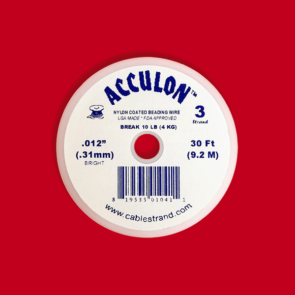 Acculon, Nylon Coated Beading Wire, .012"/30ft- Silver