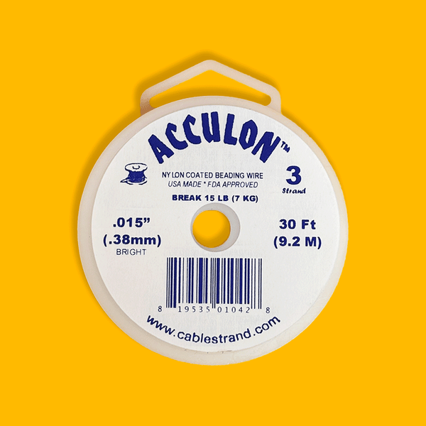 Acculon, Nylon Coated Beading Wire, .015"/30ft- Silver