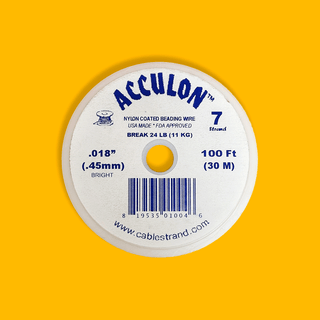 Acculon, Nylon Coated Beading Wire, .018/100ft- Silver