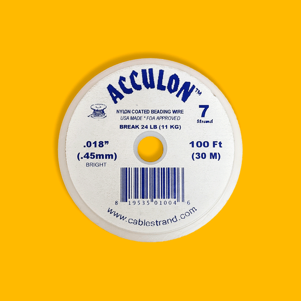 Acculon, Nylon Coated Beading Wire, .018/100ft- Silver