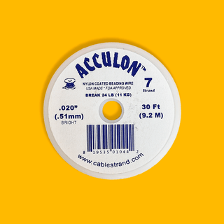 Acculon, Nylon Coated Beading Wire, .020"/30ft- Silver