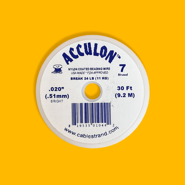 Acculon, Nylon Coated Beading Wire, .020"/30ft- Silver