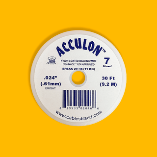 Acculon, Nylon Coated Beading Wire, .024"/30ft- Silver