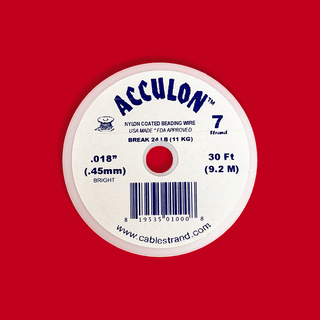 Acculon, Nylon Coated Beading Wire, .018"/30ft- Silver