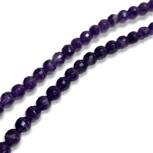 Cuentas Redondas Facetadas de Amatista - 6mm