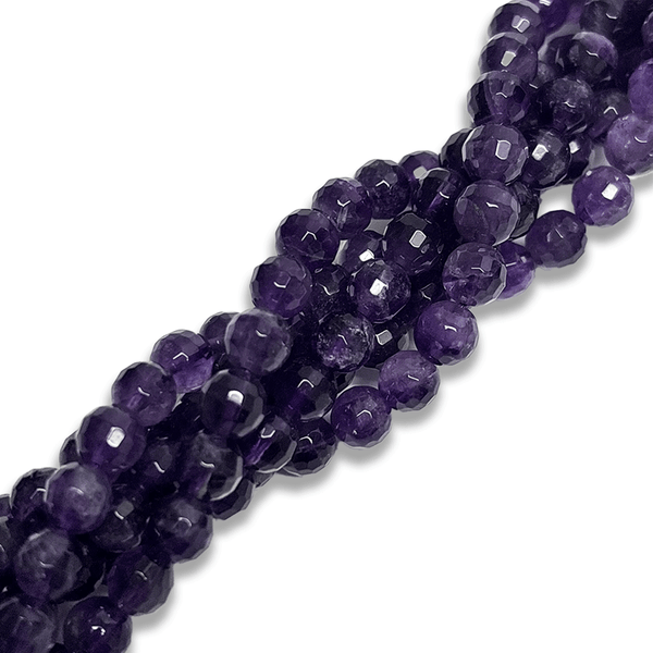 Cuentas Redondas Facetadas de Amatista - 6mm