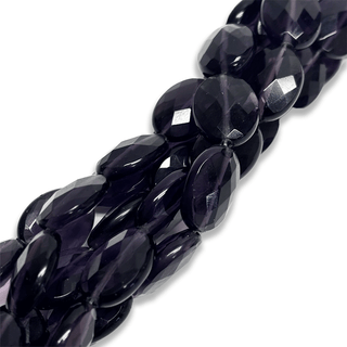 Amethyst Smooth Flat Oval Beads, 20mm -1 strand