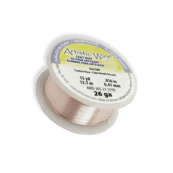 Alambre Artístico, Oro Rosado (Bañado en Plata), Calibre 26 (0.41 mm) – 15 yardas