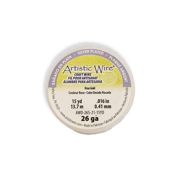Alambre Artístico, Oro Rosado (Bañado en Plata), Calibre 26 (0.41 mm) – 15 yardas