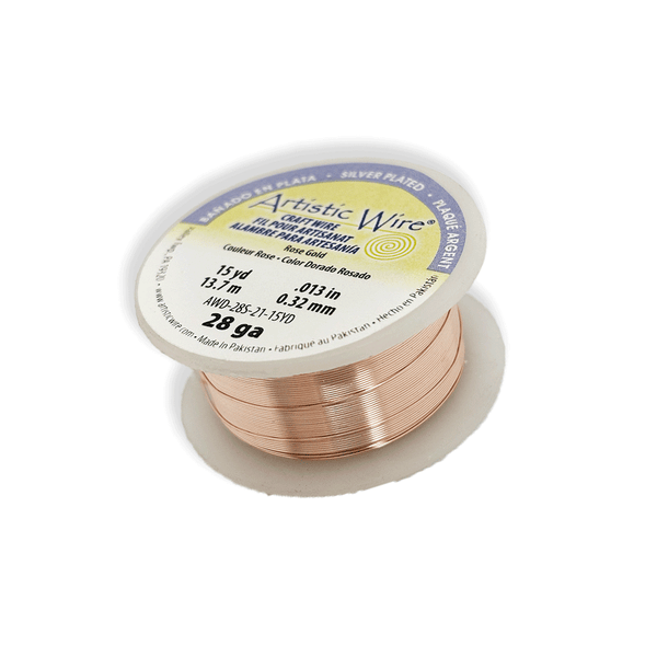 Artistic Wire, Rose Gold-Silver Plated, 28 Gauge, 0.32mm - 15 yards