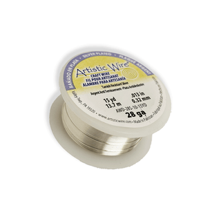 Artistic Wire, Silver Plated, 28 Gauge, 0.32mm - 15 yards