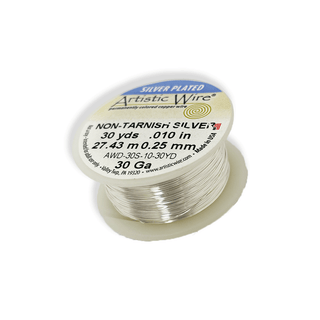 Artistic Wire, Silver Plated, 30 Gauge, 0.25mm - 30 yards