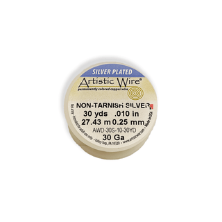 Artistic Wire, Silver Plated, 30 Gauge, 0.25mm - 30 yards