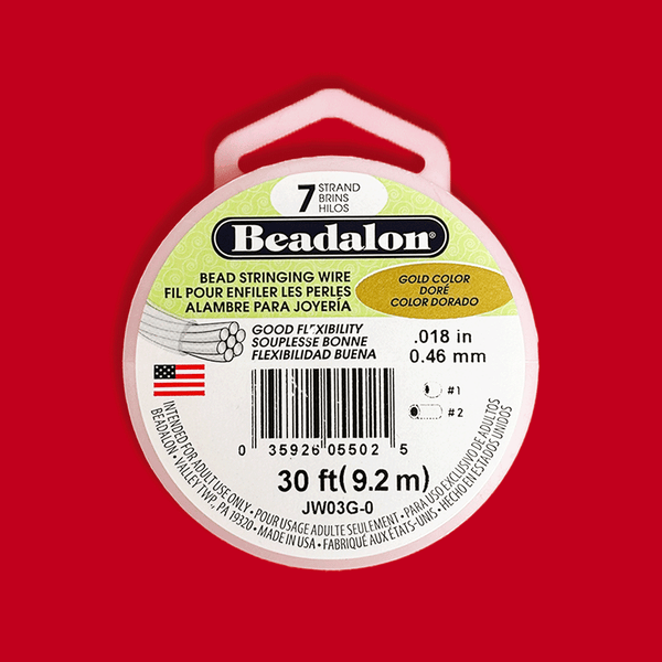 Beadalon, Bead Stringing Wire, .018"/30ft- Gold