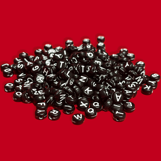 Black Alphabet Beads; 28 grams