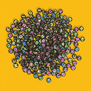Black Background with Neon Alphabet Beads; 28 grams
