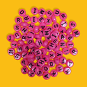 Pink Alphabet Beads / Black Letters; 28 grams