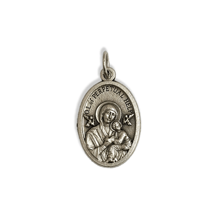 Our Lady of Perpetual Help Italian Charm, Antique Silver, 25x16mm - 1 piece