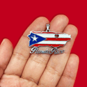 Puerto Rico (Bandera/Corazón) - Charm de Stainless Steel; 1 pieza - Plateado