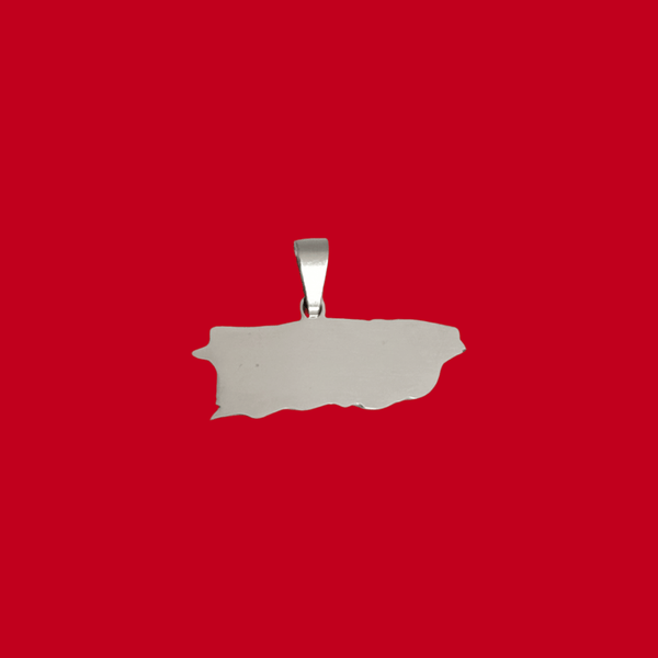 Puerto Rico (Mapa) - Charm de Stainless Steel; 1 pieza - Plateado