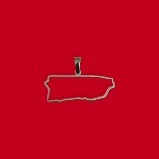 Puerto Rico (Mapa con Bordes) - Charm de Stainless Steel; 1 pieza - Plateado