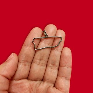 Puerto Rico (Mapa con Bordes) - Charm de Stainless Steel; 1 pieza - Plateado