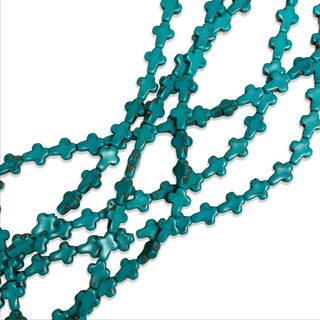 Synthetic Turquoise Howlite Cross Beads / Cuentas de Cruces Howlite Turquesa  Sintético - 10mm