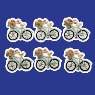 Bicicleta Florecida - Aplicación bordada con pega ; 1 pieza