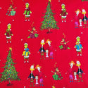 100% Cotton Printed Fabric, 44/45" Grinch Christmas - Red