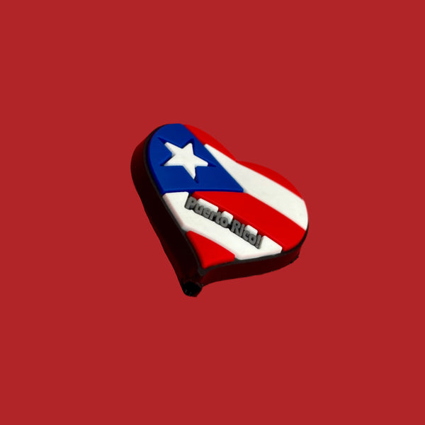Bandera de Puerto Rico (Forma de Corazón) - Silicone Bead, 1pc