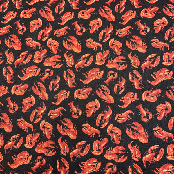 100% Cotton Print Fabric, 44/45" Wide, Lobsters, Black