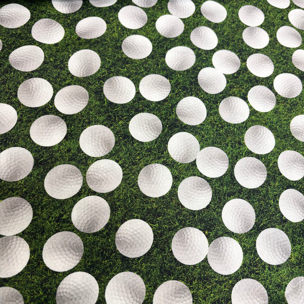 100% Cotton Print Fabric, 44/45" Wide, Golf Balls, White & Green