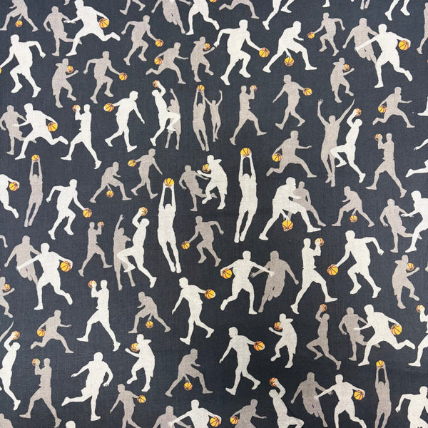 100% Cotton Print Fabric, 44/45" Wide, Basketball, Black