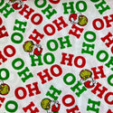 Tela Estampada de 100% Algodón , 44/45" Ho Ho Ho Grinch - Blanco