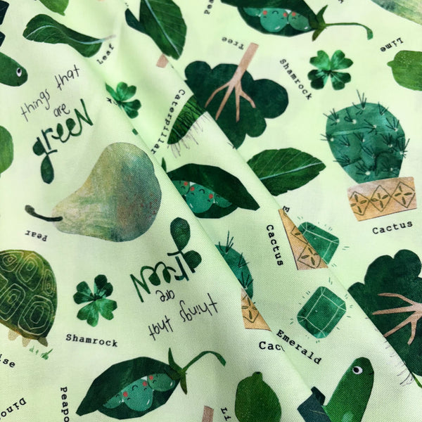 100% Cotton Print Fabric, 44/45" Wide, Things that are GREEN