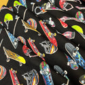 100% Cotton Print Fabric, 44/45" Wide, Skateboards, Black