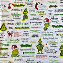 100% Cotton Print Fabric, 44/45" Grinch Phrases