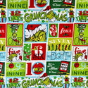 Tela Estampada de 100% Algodón , 44/45" 12 Days of Grinchmas