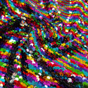 Double Sided Sequins Fabric, Multicolor & Silver - 60" Wide