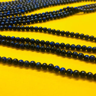 Ojo de Tigre Azul / Blue Tiger Eye Gemstone Beads - 4mm Round